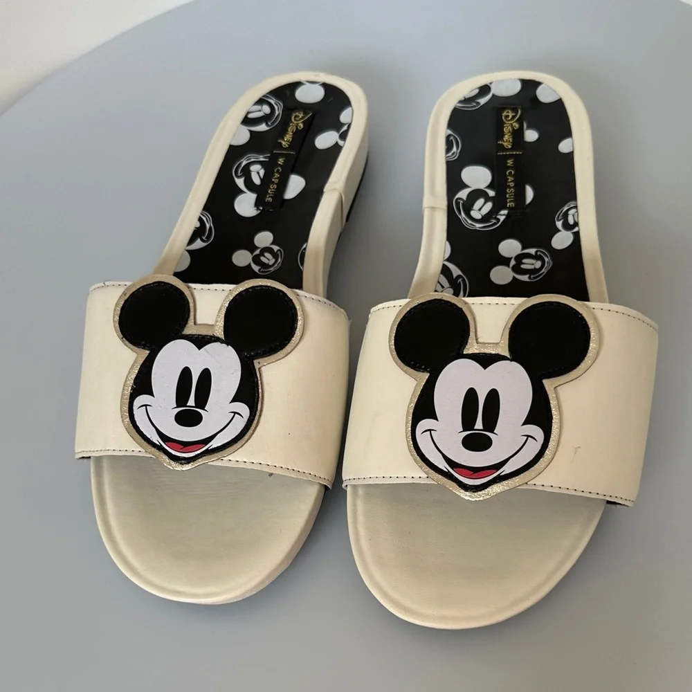 Disney Mickey Mouse Slide Sandals - Cream and Black